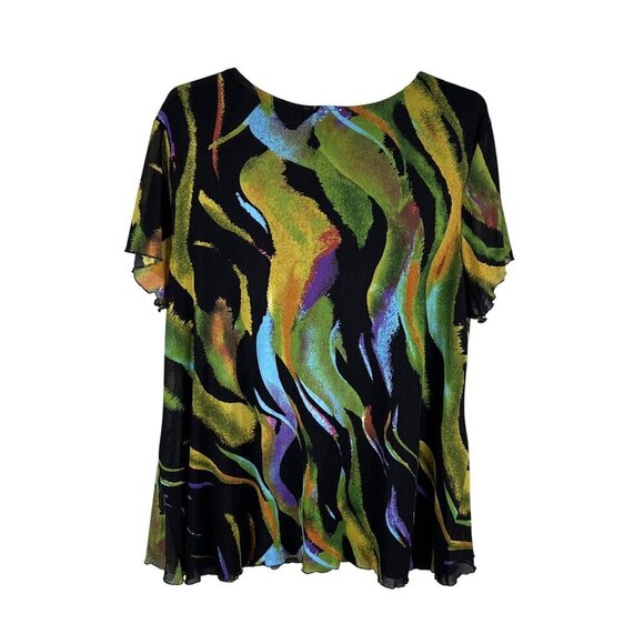 Serengeti Womens 2X Tunic Top Faceted  Stud Accents Yoke Abstract Design Artsy - Picture 3 of 15